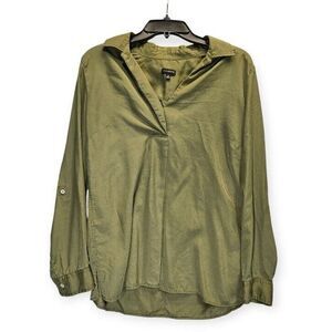 Talbots Womens Top Button Back‎ Tencel Shirt Small Green Classic